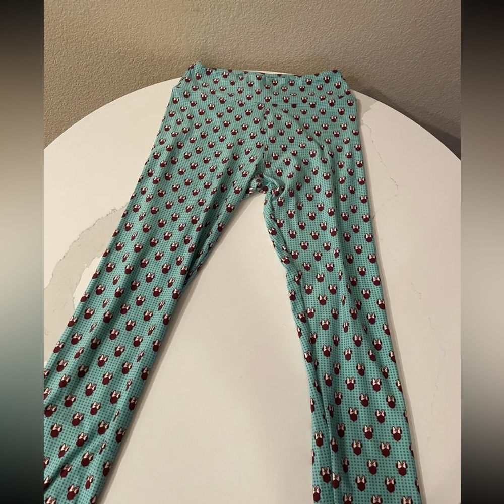 LuLaRoe Womens Disney Minnie Mouse Blue Green Polka Dot Leggings One Size